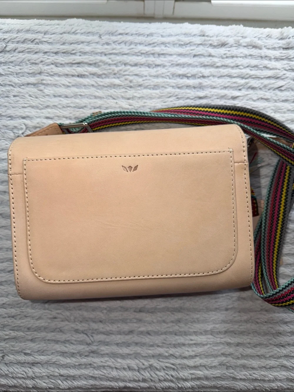 Consuela Diego OnThe Town Leather Crossbody with Bright Multicolor Woven Strap - Picture 2 of 6